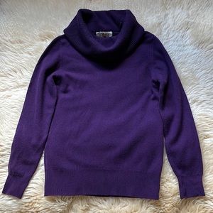 Purple cashmere cowl neck sweater